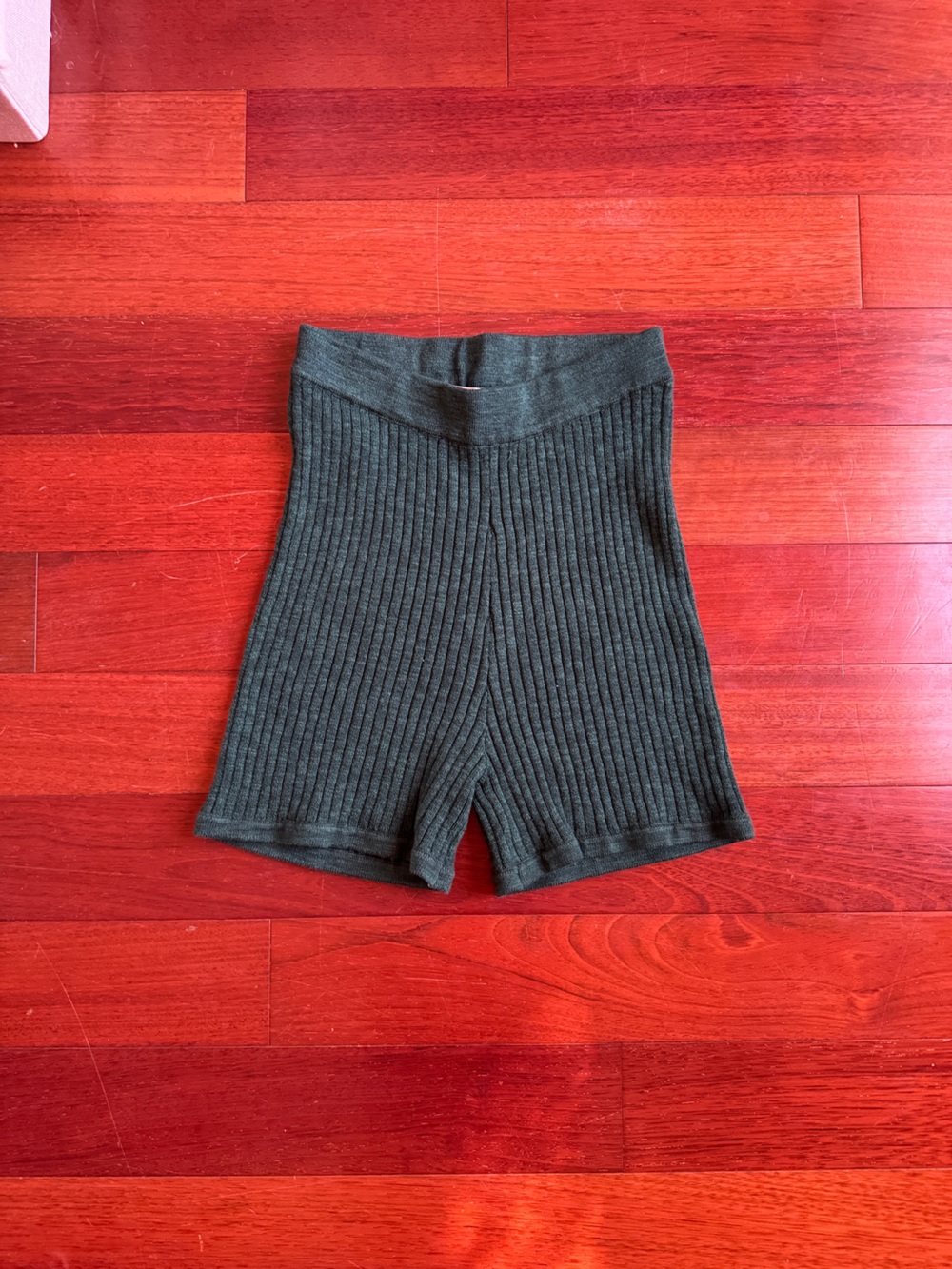 Free People Beach Green Ribbed High-Waist Shorts